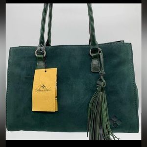 Patricia Nash Leather Primrose Satchel - Dark Green Italian Nubuck